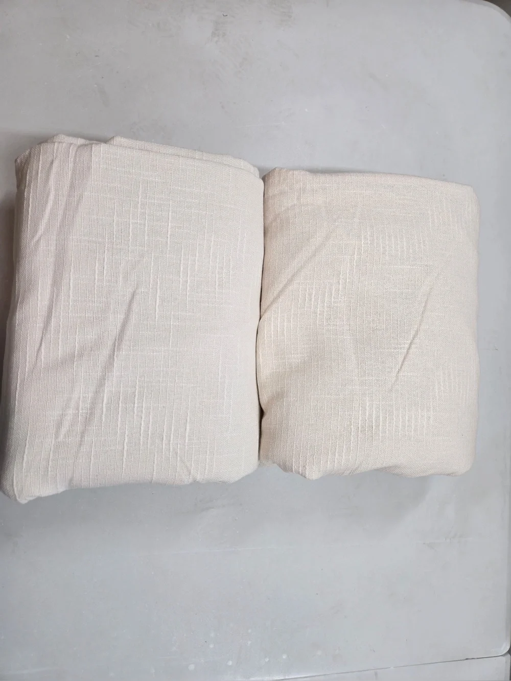 QUINCE Set Of 2 48x84 Cotton Slub Room Darkening Curtains Natural 1097